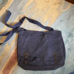 Blue canvas messenger bag